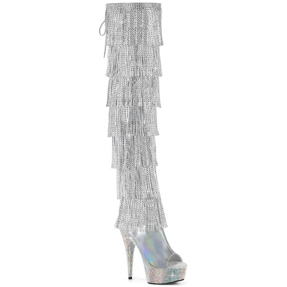 Pleaser - BEJEWELED3017HGRSF Bottes cuissardes à plateforme - Couleur argent Product image